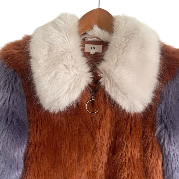 LPA *Celebrity Favorite* Faux Fur Color Block Jacket 413 in Rust & Lilac - Picture 10 of 16